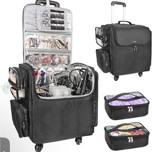 Relavel Rolling Makeup Case Cosmetology Case on Wheels Hair Stylist/Hairdresser